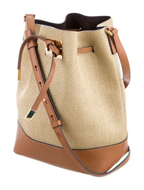 Michael Kors Miranda Straw Bucket Bag 